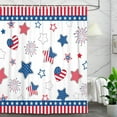 thumbnail image 1 of 4th of July Independence Day Shower Curtain Set, 4th of July American Flag Patriotic Star Fabric Bathroom Shower Curtain Family Holiday Decor Bathtub Curtain with 12PCS Hook, 1 of 4