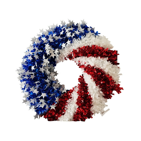 4th of July Indoor Decorations, Independence Day Decoration Wreath Red White Blue Five Pointed Star Home Decorations Door Hanging Wall Hanging Window Display Props 4th of July Mantle Decor