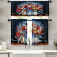 thumbnail image 1 of 4th of July Kitchen Curtains Painting Window Curtains Valance and Tier Set 36 Inch, Patriotic Flower Pot American Flags Rod Pocket Short Tier Curtain for Room, Independence Day Kitchen Decor, 1 of 6