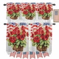 thumbnail image 1 of 4th of July Kitchen Curtains Valances 3 Piece Set, Begonia Flower Rod Pocket Tier Curtain and Valance Drapes for Small Window 36 Inch Length for Bedroom Cafe, 1 of 9