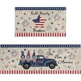 thumbnail image 1 of 4th of July Kitchen Rug and Mat Set of 2, American Flag Truck Gnome Distressed Style Non-Slip Comfortable Washable Floor Mats for Kitchen Sink Fronts and Home Decor, 17x30+17x47 Inch, 1 of 6