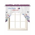 thumbnail image 1 of 4th of July Kitchen Swag Valances for Windows, Independence Day Spring Floral Love Heart Plaid Swag Valances Curtains for Living Room, Rod Pocket Window Treatments for Bathroom, Bedroom, 56"x36", 1 of 6