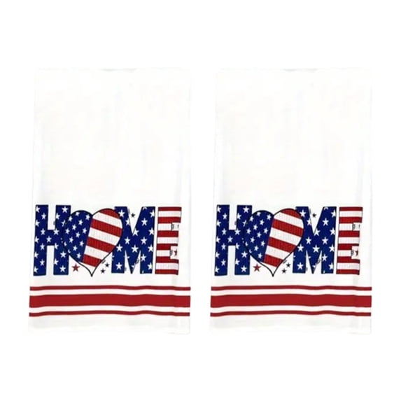 4th of July Kitchen Towels, 2 pc Patriotic Memorial Day Hand Towel Red White Blue Star Absorbent American Flag Decor for Home Decor Independence Day (16x24 in)