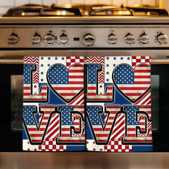 4th of July Kitchen Towels Set of 1, Independence Day American ...