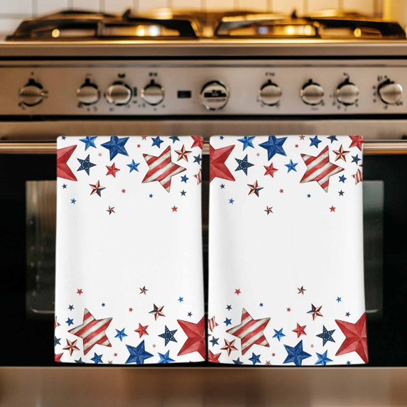 4th of July Kitchen Towels Set of 1, Independence Day Star American Absorbent Dish Towels for Kitchen, Microfiber Hand Towel, Quick Drying Tea Towel for Cleaning Decorative Dishcloths