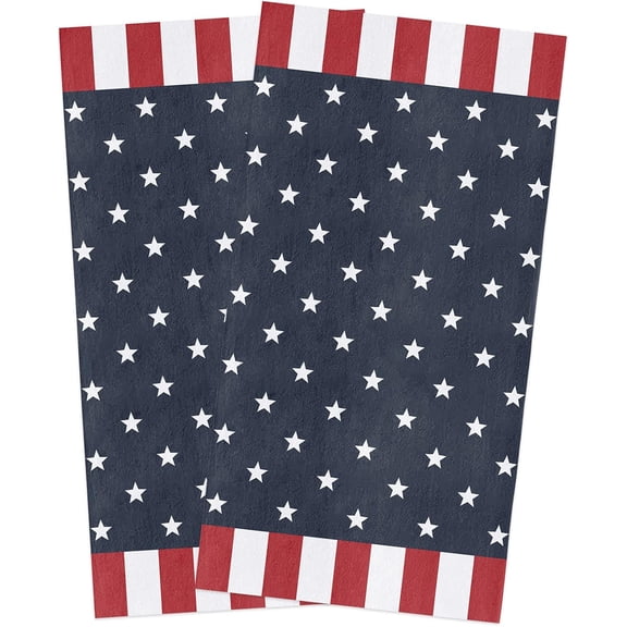 4th of July Kitchen Towels Set of 2 American Stars Flag Dish Towels and Dishcloths Sets Tea Towel Red White and Blue Stripes Absorbent Hand Towels for Kitchen Bathroom Drying Independence Day Decor