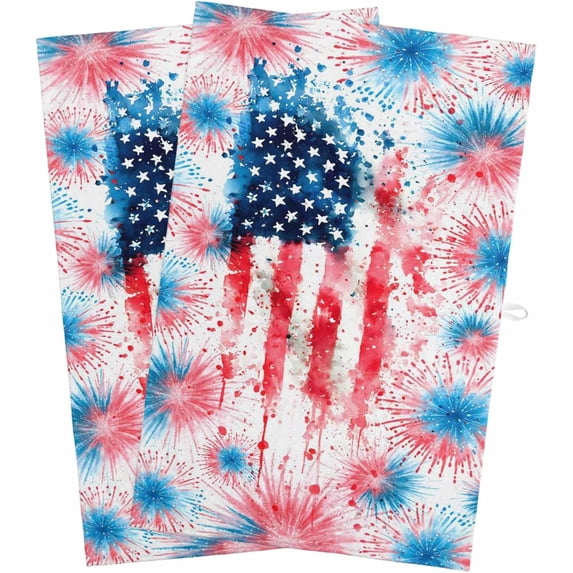 4th of July Kitchen Towels Set of 2 Patriotic USA Flag Dish Towels and ...
