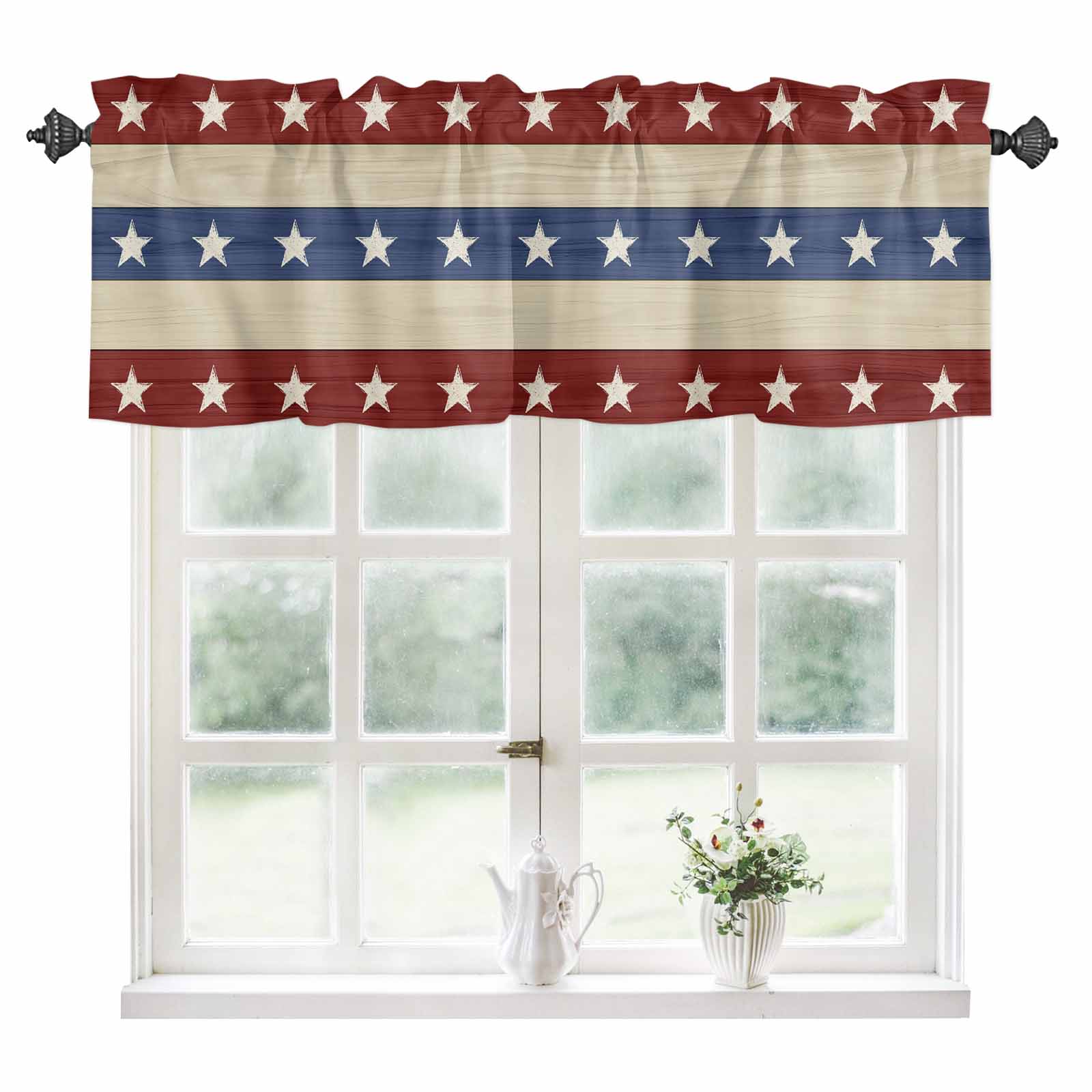 4th of July Kitchen Valances for Windows 60x18 Inch Kitchen Curtains ...