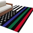thumbnail image 1 of 4th of July Large Area Rugs for Bedroom Living Room, Soft Non Slip Carpet Bedside Rug, Blue Green Red Line American Flag Rectangular Floor Cover Kitchen Accent Rug 4'x6' for Dining Room/Office, 1 of 9