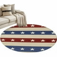 thumbnail image 1 of 4th of July Large Area Rugs for Bedroom Living Room, Soft Non Slip Carpet Bedside Rug, Blue Red Star Striped Independence Day Round Floor Cover Kitchen Accent Rug 4' for Dining Room/Office, 1 of 9