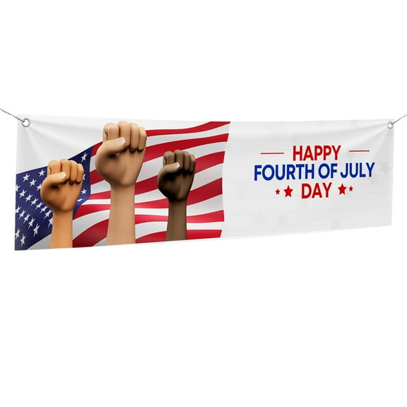 4th of July Large Banners and Signs for Outdoor by DreamController. Polyester Banner with 4 Holes for Easy Hang Indoor & Outdoor | 4x1 Feet Banner for 4th of July | HD Print Banner Made in USA
