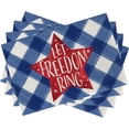 thumbnail image 1 of 4th of July Let Freedom Ring America Patriotic Star Placemats Set of 4, Blue Buffalo Plaid Check American Dining Table Place Mats, Summer Holiday USA Kitchen Decor Home Decoration 12 x 18 Inch, 1 of 5