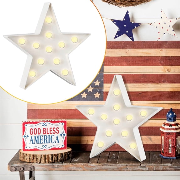 4th of July Light Up Patriotic Angel Decoration, Light Up Patriotic Figurine with Led, Resin independence Day Tabletop Statue for Mantel Home Gift (White)