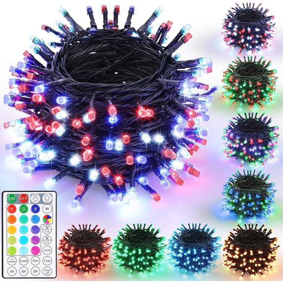 4th of July Lights, 66FT 200 LED Color Changing RGB String Lights Outdoor, Red White and Blue Fairy Light with Remote Timer Plug in for Independence Day Party Holiday Indoor Outdoor Decor