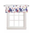 thumbnail image 1 of 4th of July Linen Curtain Valance for Bedroom/Bathroom/Kitchen/Office/Living/Dining Room Window,Independence Day Stripes Star White Rod Pocket Topper Decorative Cafe Drapes Panel 42"x18", 1 of 6