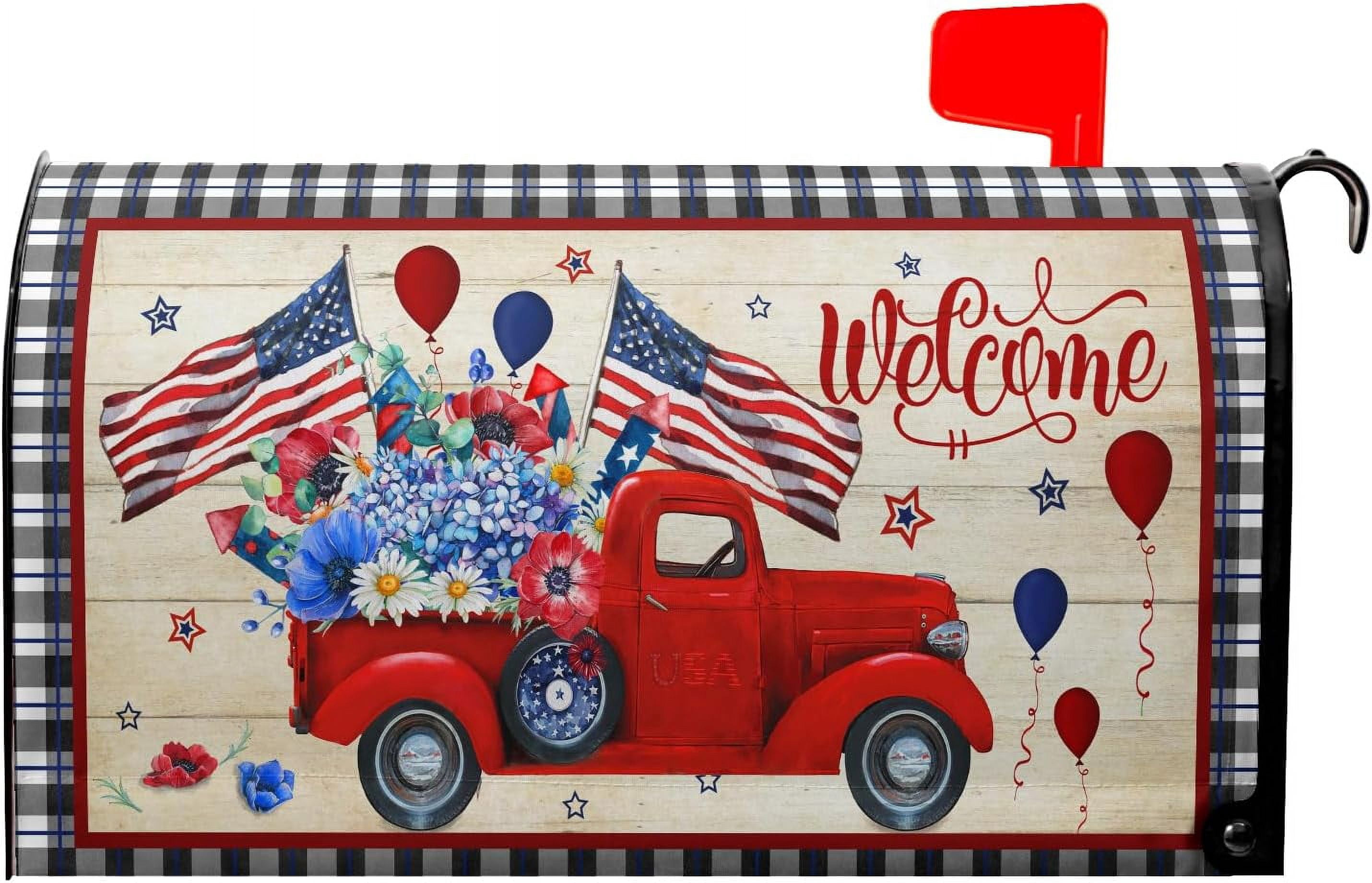 4th of July Mailbox Cover Magnetic Large Size 25x21 Inch American Flag ...