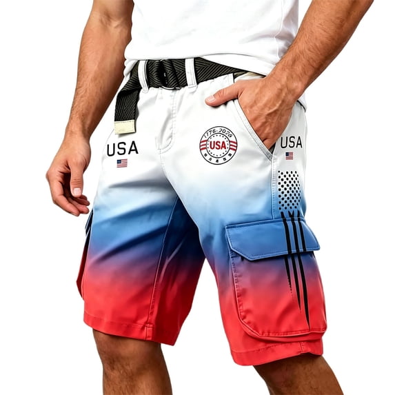 4th of July Men's Baggy Sweat Shorts Independence Day Print Cargo For ...