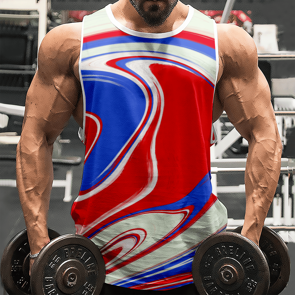 4th of July Men's Plus Size Tank Top Big And Tall American Flag USA