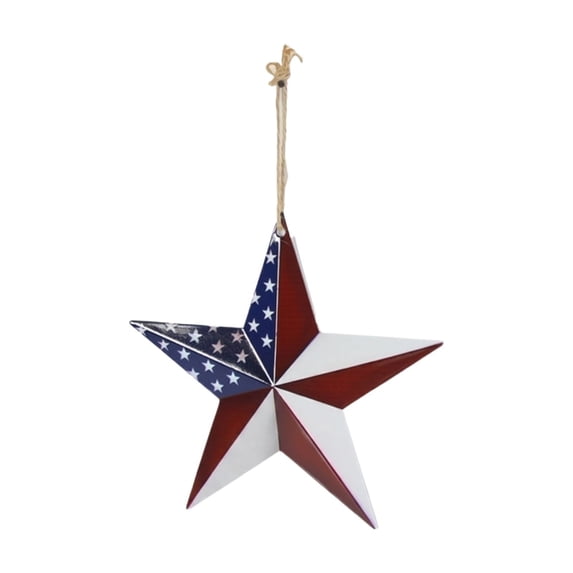 4th of July Metal Barn Star Wall Decor – Americana Flag Design, Distressed Rustic Finish, Easy Hanging, Patriotic Decoration for Independence Day, Home Walls, Garden, Yard Display,B