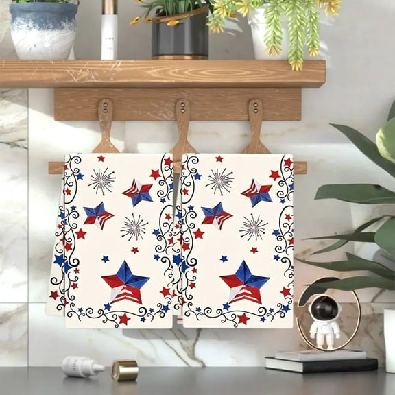 4th of July Outdoor Decorations Set Of 2 Kitchen Dishes Towels/Hand Towels Independence Day Themed 25.9 X 17.7 Inches Absorbent Kitchen Towels/tea Towels Suitable For Cooking And Baking