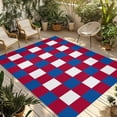 thumbnail image 1 of 4th of July Outdoor Rug 5x8 Ft - Reversible Patio Rug Outdoor Camping Rugs, Independence Day Red Blue White Plaid Checkered Indoor Outdoor Area Rugs, Non-Slip Outdoor Carpet Runner for Deck/Porch, 1 of 8