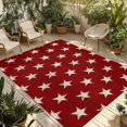 thumbnail image 1 of 4th of July Outdoor Rug 6x9 Ft - Reversible Patio Rug Outdoor Camping Rugs, Vintage Independence Day Red Star Washable Indoor Outdoor Area Rugs, Non-Slip Outdoor Carpet Runner for Deck/Porch, 1 of 8