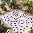 thumbnail image 1 of 4th of July Outdoor Rug for Patio/Deck/Porch, Non-Slip Large Area Rug 3 x 5 Ft, Blue Red Star Patriotic Geometric Indoor Outdoor Rugs Washable Area Rugs, Reversible Camping Rug Carpet Runner, 1 of 8