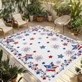 thumbnail image 1 of 4th of July Outdoor Rug for Patio/Deck/Porch, Non-Slip Large Area Rug 5 x 7 Ft, Independence Day Blue Red Star Firework Indoor Outdoor Rugs Washable Area Rugs, Reversible Camping Rug Carpet Runner, 1 of 8