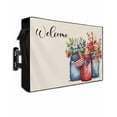 thumbnail image 1 of 4th of July Outdoor TV Cover 60 to 65 Inch Waterproof, Spring Floral Red US Flag Rustic Independence Day 600D Oxford TV Covers with Zipper, Outside Flat TV Screen Protector 58"Wx37"Hx4.5"D, 1 of 7