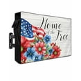 thumbnail image 1 of 4th of July Outdoor TV Cover 60 to 65 Inch Weatherproof, Independence Day Blue Red Floral Retro 600D Oxford TV Covers with Waterproof Zipper, Outside Flat TV Screen Protector Size 58"W x 37"H x 4.5"D, 1 of 7
