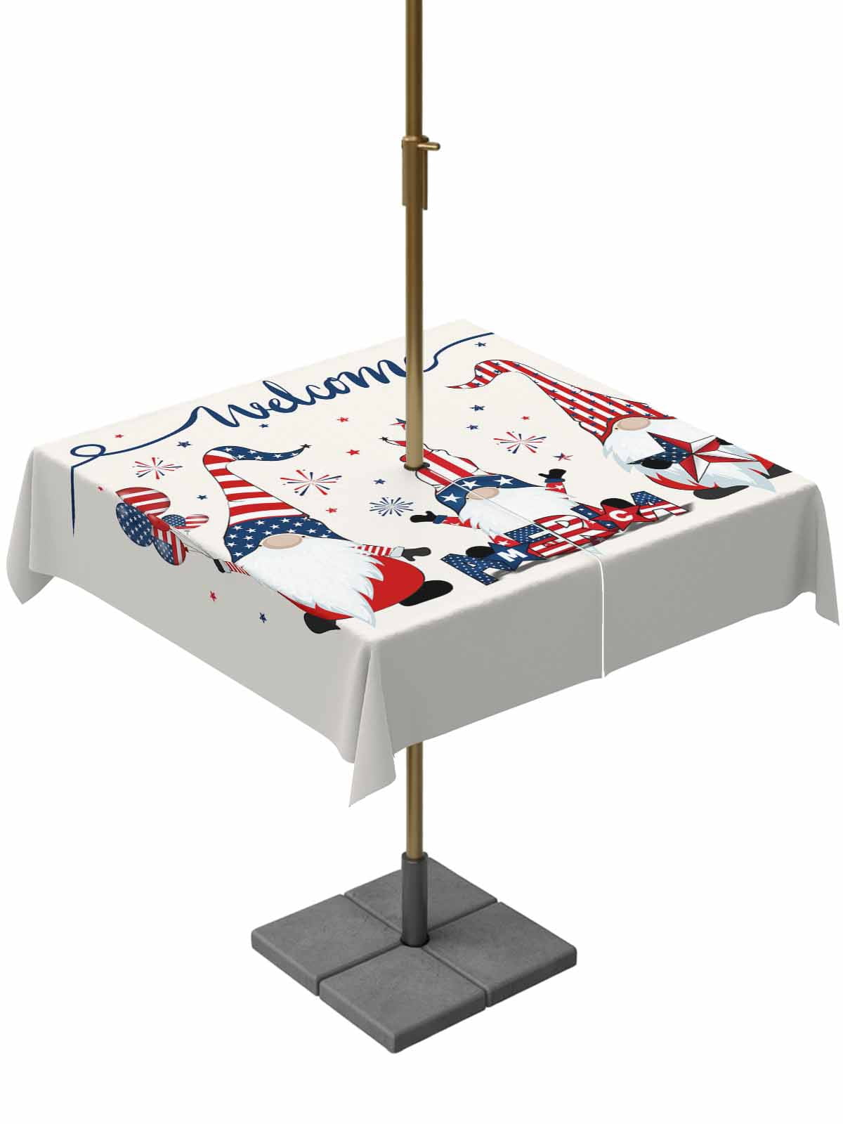 4th of July Outdoor Tablecloth with Umbrella Hole and Zipper Patriotic ...