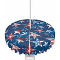 thumbnail image 1 of 4th of July Outdoor Tablecloth with Umbrella Hole and Zipper Red Blue Star Patriotic Round Tablecloths 60 Inch Waterproof Table Cloths USA Flag Patio Table Cloth Cover for Independence Day Party, 1 of 6