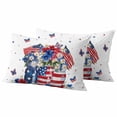 thumbnail image 1 of 4th of July Outdoor Waterproof Pillow Covers, Independence Day Blue Red US Flag Spring Floral Decorative Rectangle Throw Pillowcase Sofa Cushion Sham for Patio/Couch/Chair, 20"x12" 2 Pack, 1 of 8