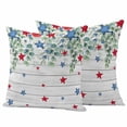thumbnail image 1 of 4th of July Outdoor Waterproof Pillow Covers, Memorial Day Patriotic Star Leaf Wooden Decorative Square Throw Pillowcase Sofa Cushion Sham for Patio/Couch/Chair, 24"x24" 2 Pack, 1 of 8