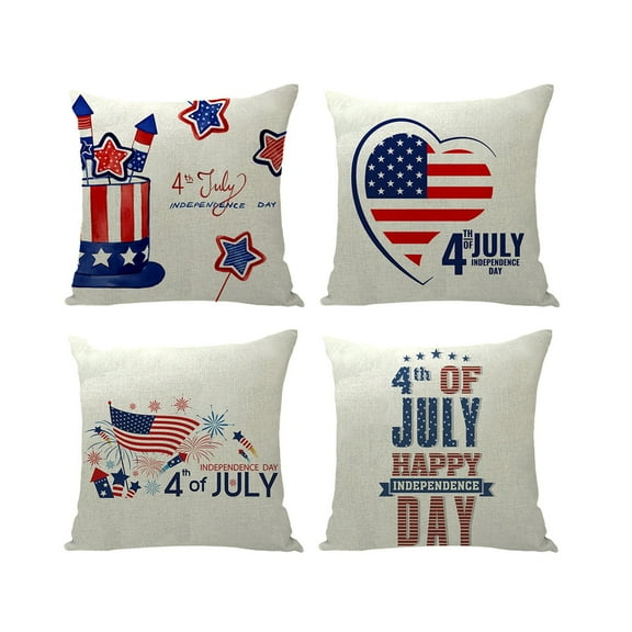 4th of July PALIFEUR Pillow Covers, 18 x 18 Inch Indeoendence Day Throw Pillow Covers, Patriots Pillow Cover for Sofa Bedroom Coffice, Decorative Pillow Case