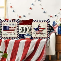 4th of July PALIFEUR Pillow Covers, 18 x 18 Inch Patriots Linen Pillow Case, Indeoendence Day Throw Pillow Covers for Sofa Bedroom Coffice, Flag Decorative Pillow Cover