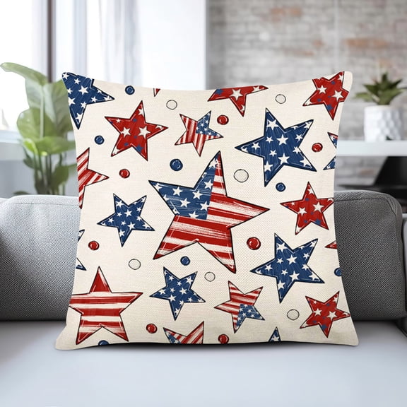 4th of July PALIFEUR Pillow Covers, Indeoendence Day Throw Pillow Covers, 18 x 18 Inch Patriots Pillow Case for Sofa Bedroom Coffice, Print Decorative Pillow Cover