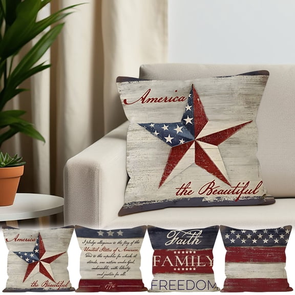 4th of July PALIFEUR Pillow Covers, Indeoendence Day Throw Pillow Covers, 18 x 18 Inch Patriots Pillow Cover for Sofa Bedroom Coffice, Decorative Pillow Case