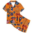 thumbnail image 1 of 4th of July Girls Silk Pajamas 4-5 Years 2 Pcs Pajama Set for Toddler Cute American Flag Clothes Comfy Fit Nightwear 2pcs Kids Summer Trendy Sleepwear Clothes Set, 1 of 4