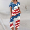 thumbnail image 1 of 4th of July Pajamas for Women Set Red Blue and White Stars Print Nightwear Set Short Sleeve Shirts and Capri Pant Pjs Set Independece Day 2 Piece Outfits, 1 of 6