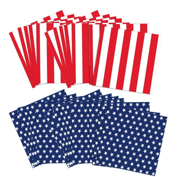 4th Of July Paper Napkins, Disposable Patriotic Napkins, Star and Stripe Independence Day Party Supplies, Thick Soft Absorbent 6.5x6.5 Inch Paper Napkins 25 Pack