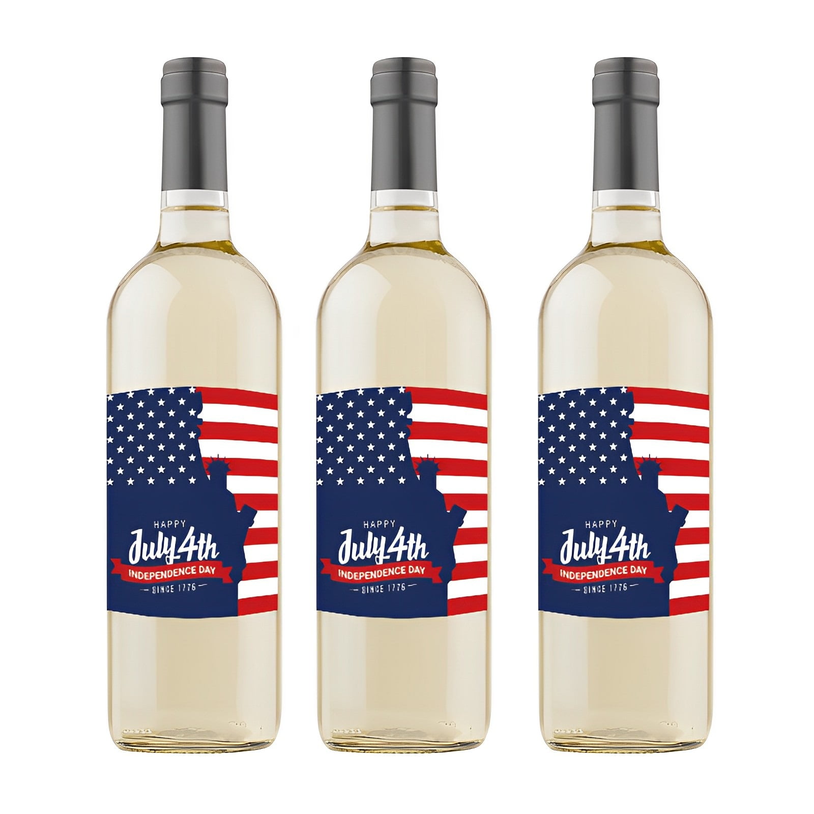 4th of July Party Decor Red, White, and Blue Wine Bottle Label