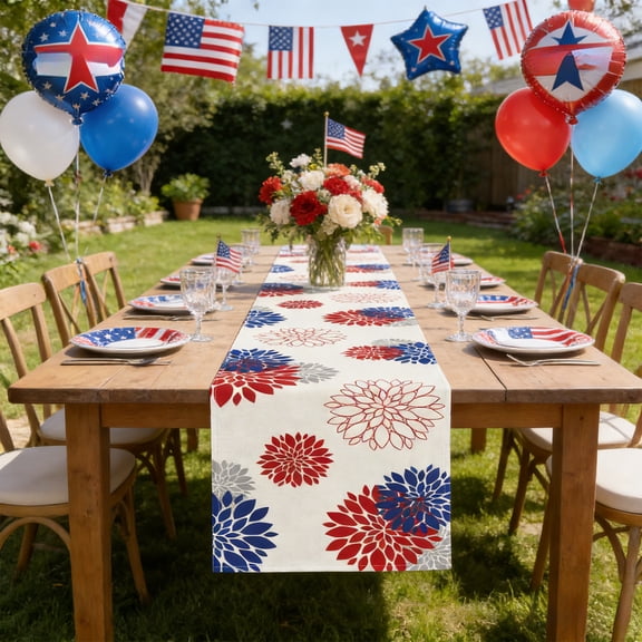 4th of July Party Kits - Independence Day Themed Decorative Table Runner Holiday Party Table Decoration Table Runner Patriotic Themed Holidays Home Decorative Table Runner 4th of July Small Decor