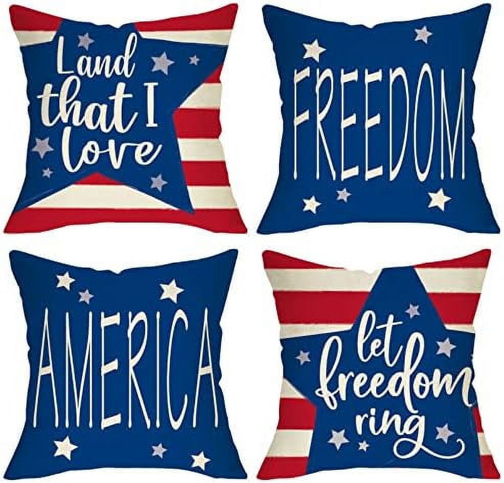4th of July Patriotic American Flag Decorative Throw Pillow Covers
