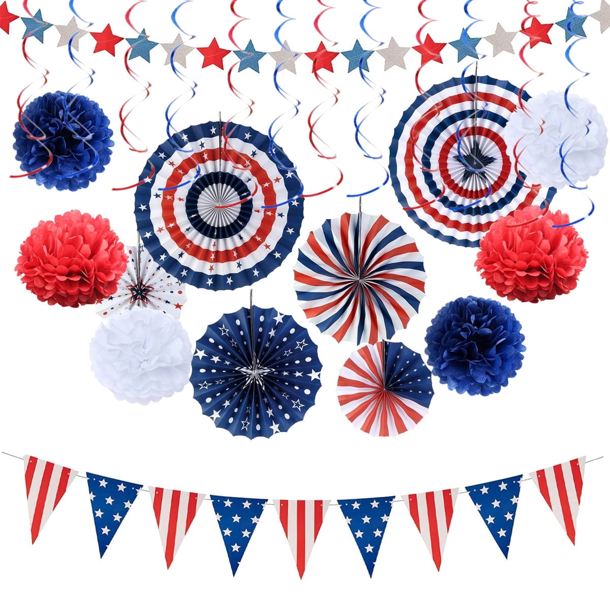 Labor Day Dekoration Set – Mit Banner, Luftballons & Tortenaufsätzen In Rot-weiß-blau