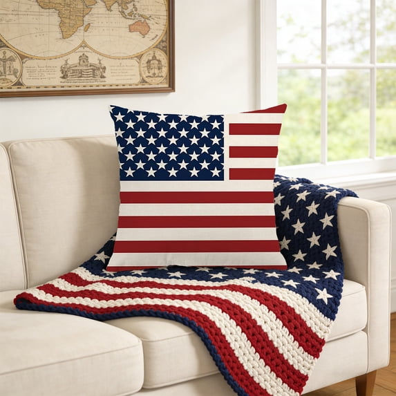 4th of July Patriotic Decorative Pillow Cover, Pillow Case Independence Day Theme Pillowcase Commemorative Decorative Cushion Cover Sofa Or Lounges Chair Headrest Pillowcase Singles-face Printing