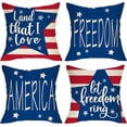 thumbnail image 1 of 4th of July Patriotic American Flag Stars and Stripes Decorative Throw Pillow Cover 18 x 18 Set of 4, America Land of The Free Porch Outdoor Home Decor Freedom USA Polka Dots Cushion Case, 1 of 8