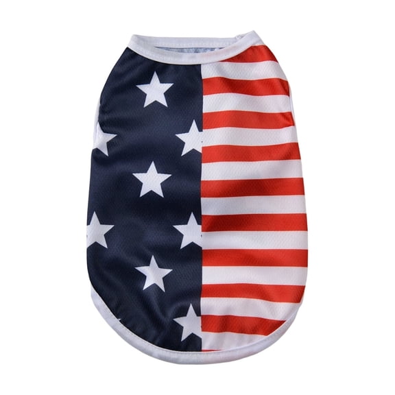 4th of July Patriotic Dog Shirt, Independence Day Red White and Blue Pet Tank Top, Breathable Mesh Star and Stripe Sleeveless Vest for Adult Home Holiday Parade and Summer Outdoor Use