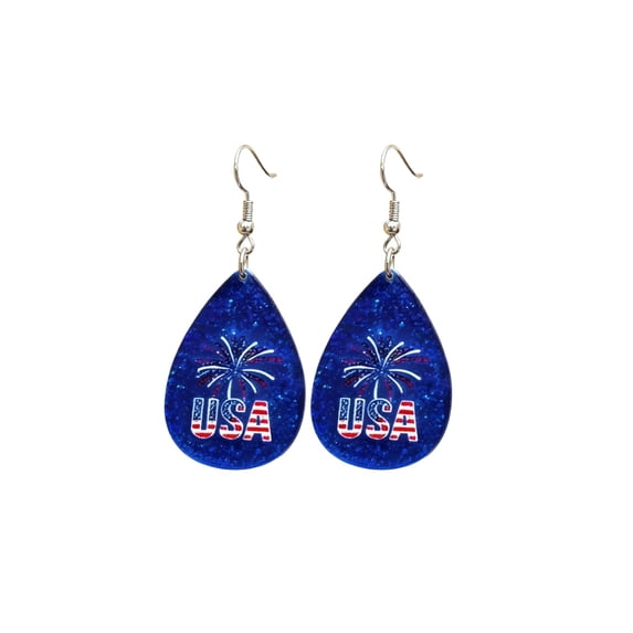 4th of July Patriotic Earrings for Women, Lightweight Red White Blue Flag Dangle Stud Earrings, Cute Teardrop Design for Independence Day Veterans Day Memorial Day