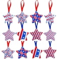 thumbnail image 1 of 4th of July Patriotic Felt Stars Hanging Ornament, 12 Pieces Set, Red White Blue Stars Tree Ornaments for Fourth of July Memorial Day Veteran Day Independence Day Hanging Decorations (Blue), 1 of 12